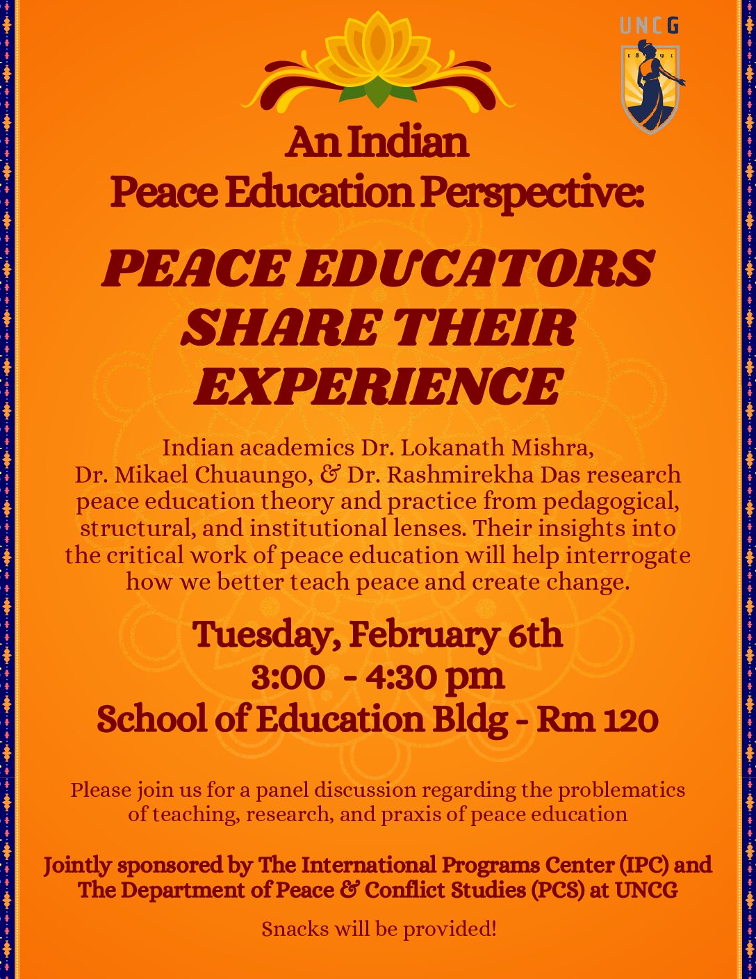 Indian Peace Educators Visit – February 6th
